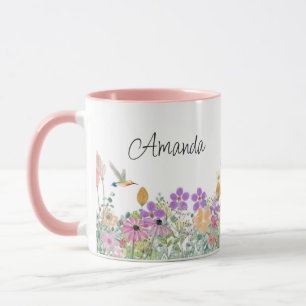 Wildblumen und Blumenkaffee Tasse