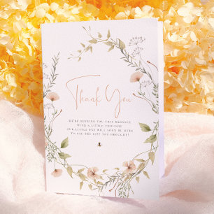 Wildblumen- und Boho-Bienengirl-Babyshower-Dankesc Dankeskarte