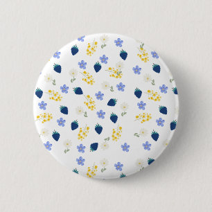 Wildblumen- und Brombeer-Blumenmuster Button
