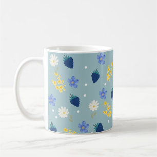 Wildblumen- und Brombeer-Blumenmuster Kaffeetasse