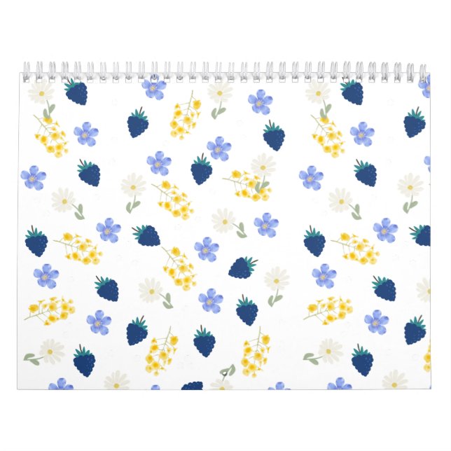 Wildblumen- und Brombeer-Blumenmuster Kalender (Titelbild)