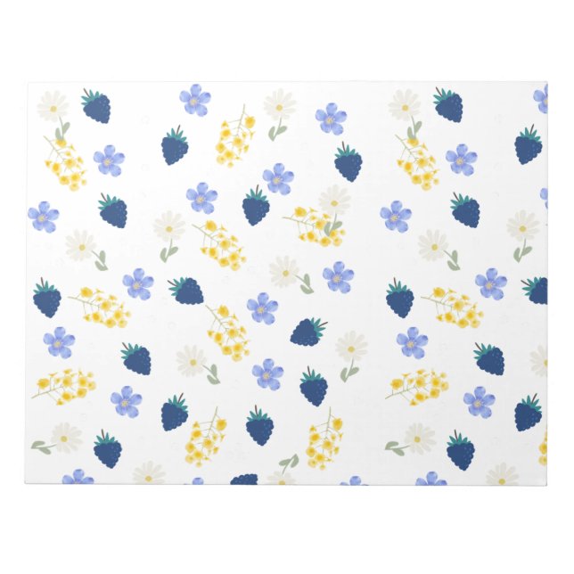 Wildblumen- und Brombeer-Blumenmuster Notizblock (Vorderseite)