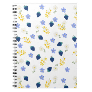 Wildblumen- und Brombeer-Blumenmuster Notizblock