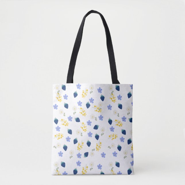 Wildblumen- und Brombeer-Blumenmuster Tasche (Vorderseite)