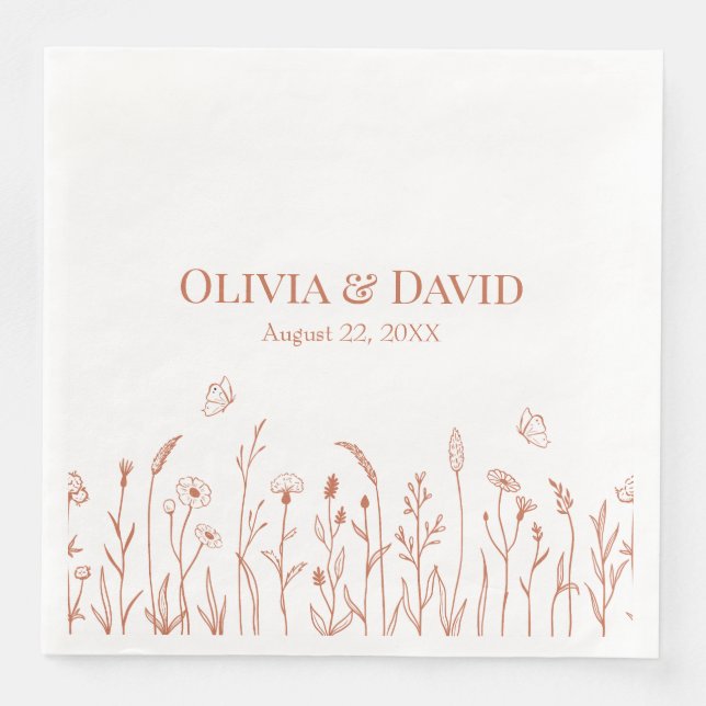Wildblumen und Butterfiles Hochzeiten von Napkins Serviette (Vorderseite)