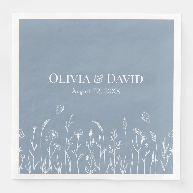 Wildblumen und Butterfiles Hochzeiten von Napkins Serviette (Vorderseite)