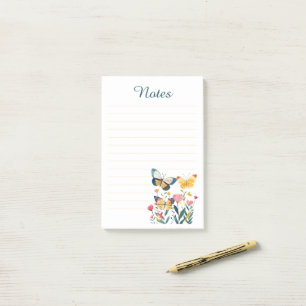 Wildblumen und farbenfrohe Schmetterlinge linierte Post-it Klebezettel