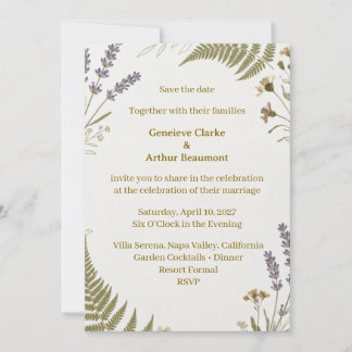 Wildblumen- und Farn-Save-the-Date-Einladung Einladung