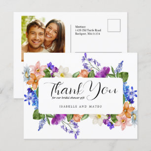 Wildblumen- und Foto-Junggesellinnenabschied-Danke Postkarte