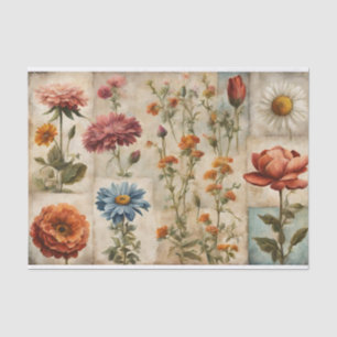 Wildblumen- und Gartenblumen-Collage Seidenpapier