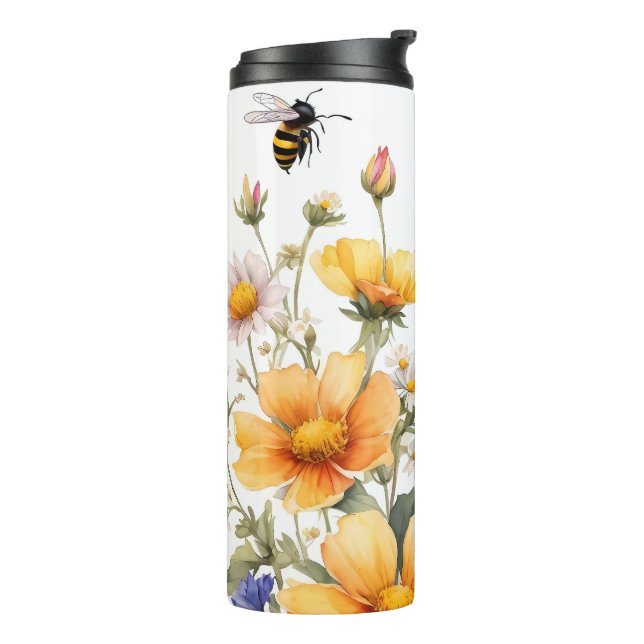 Wildblumen und Honigbienen Thermosbecher (Nach links gedreht)