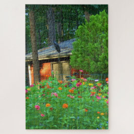 Wildblumen und Hütte