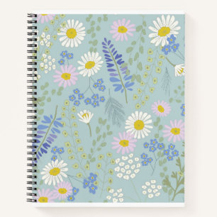 Wildblumen und Kariertes SpiralNotebook Notizbuch