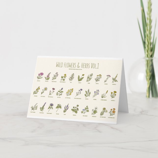 Wildblumen und Kräuter Dankeskarte (Vorderseite)