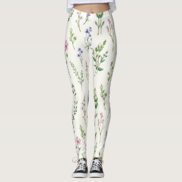 Wildblumen und Kräuter Nahtloses Muster Leggings