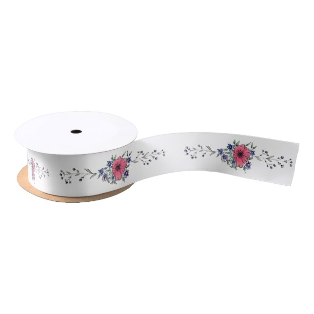 Wildblumen und Mohnblume Satinband (Spule)