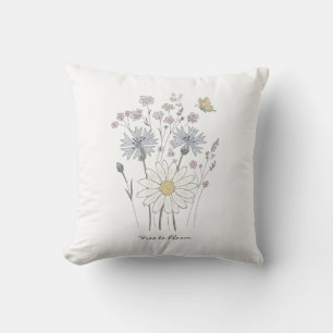 Wildblumen und Schmetterling Kissen