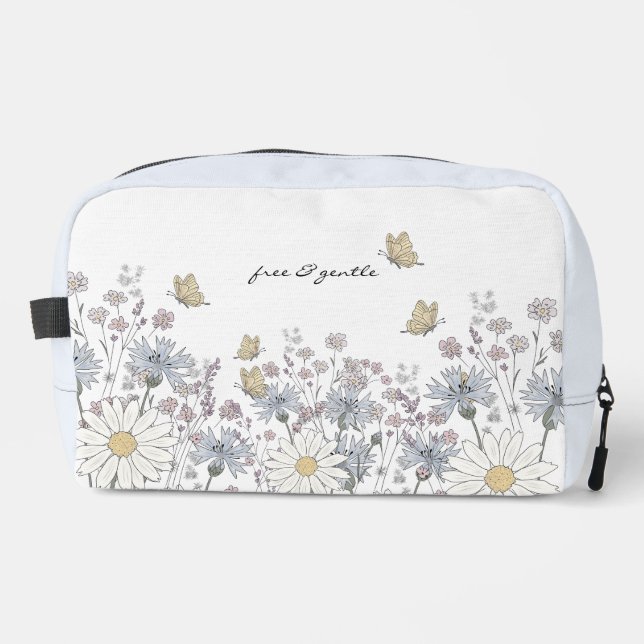 Wildblumen und Schmetterling Waschbeutel (Vorderseite)