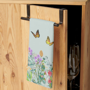 Wildblumen und Schmetterlinge Blumen  Geschirrtuch