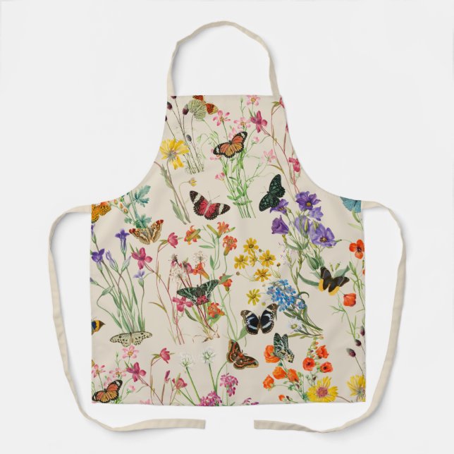 Wildblumen und Schmetterlinge Blumengarten Schürze (Vorderseite)