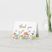 Wildblumen und Schmetterlinge Blumenkarte Danke Ka