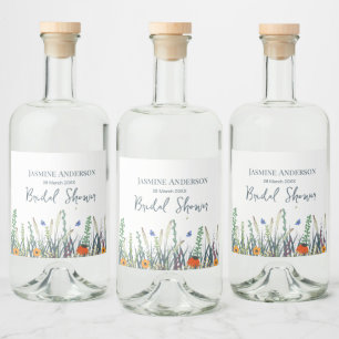 Wildblumen und Schmetterlinge Brautparty Alkoholflaschenetikett