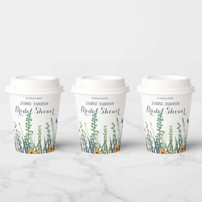 Wildblumen und Schmetterlinge Brautparty   Pappbecher (Multi)
