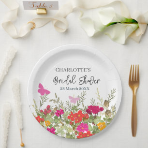 Wildblumen und Schmetterlinge Brautparty Party Pappteller