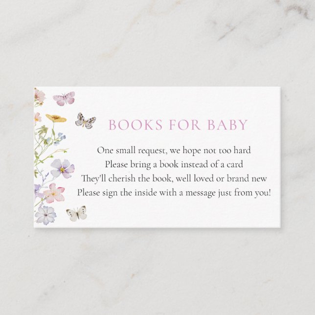 Wildblumen und Schmetterlinge Bücher für Baby Begleitkarte (Vorderseite)