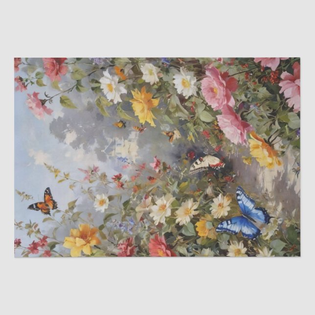 Wildblumen und Schmetterlinge Dekoupage Tissue Pap Seidenpapier (Vorderseite)