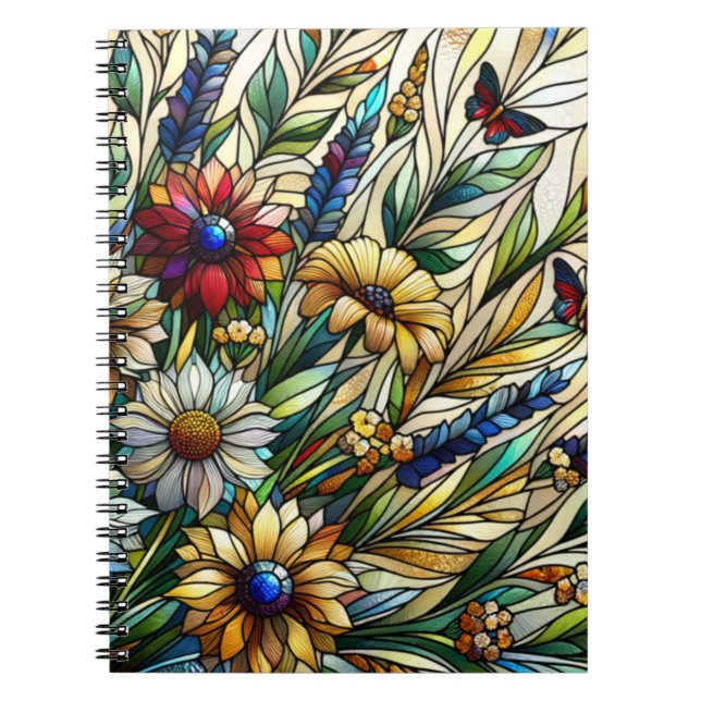 Wildblumen und Schmetterlinge für die Hartglaskons Notizblock (Vorderseite)