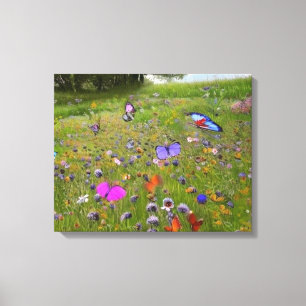 Wildblumen und Schmetterlinge im Land Leinwanddruck