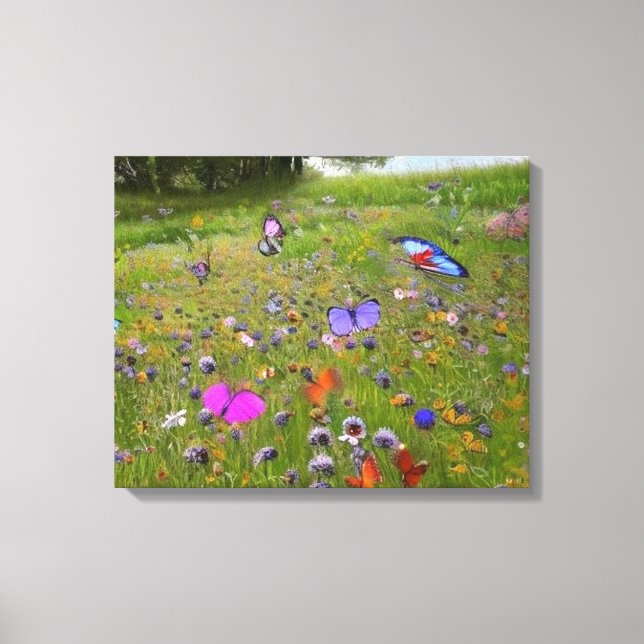 Wildblumen und Schmetterlinge im Land Leinwanddruck (Vorderseite)