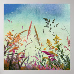 Wildblumen und Stars Poster