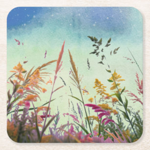 Wildblumen und Stars Rechteckiger Pappuntersetzer