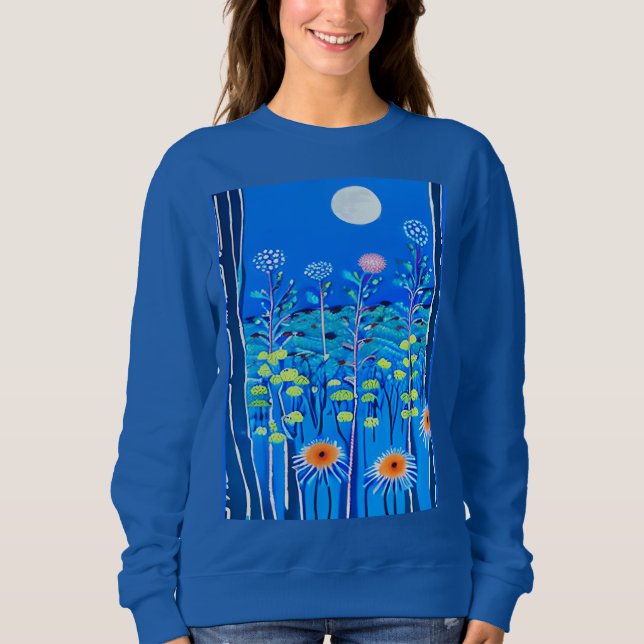 Wildblumen unter Vollmond Sweatshirt (Vorderseite)