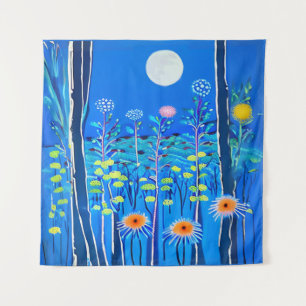 Wildblumen unter Vollmond Wandteppich
