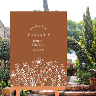 Wildblumen Verbranntes Orange Boho Brautparty Poster