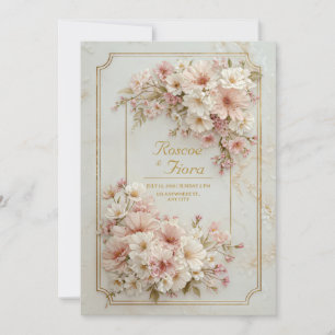 Wildblumen vergoldeter Ticket-Rahmen Hochzeit Einladung