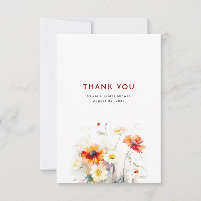 Wildblumen Vielen Dank Dankeskarte (Vorderseite)