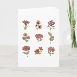 Wildblumen Vintage-Blumen Botanisch Karte