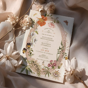 Wildblumen Vintage Wedding Einladung Mauve Rose