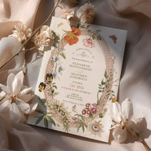 Wildblumen Vintage Wedding Einladung Mauve Rose