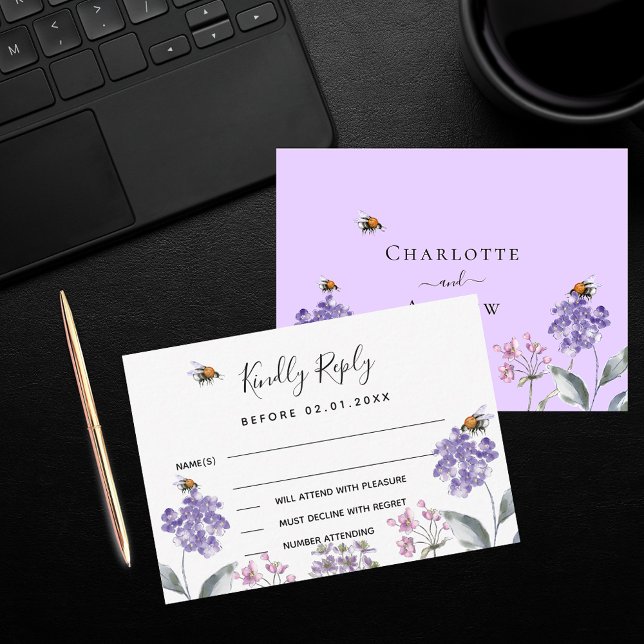 Wildblumen Violett lila Hochzeitsreaktion UAWG Mitteilungskarte (Von Creator hochgeladen)