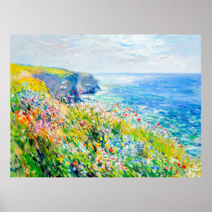 Wildblumen von Cliff Impressionist Coastline Poster
