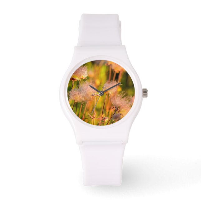 Wildblumen von Prairie Smoke in Aspen Grove Armbanduhr (Vorderseite)