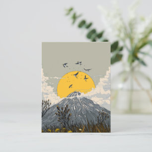 Wildblumen-Vulkan-Berg Postkarte