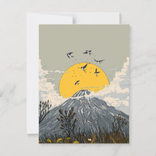 Wildblumen-Vulkan-Berg Postkarte