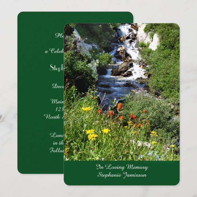 Wildblumen Wasserfälle Einladung zur Gedenkveranst (Vorne/Hinten)