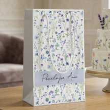 Wildblumen-Wasserfarbe Blau Lila Schrift Name